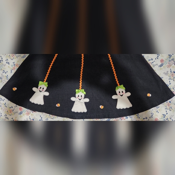 Bonnie Jean Sz 6 6X Halloween Ghosts Candy Corn Black Corduroy Long Sleeve Dress - Picture 4 of 5